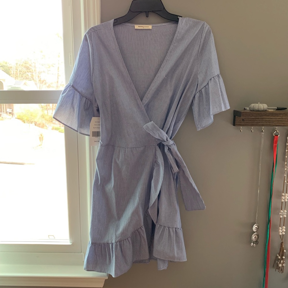 Blue and white striped Wrap Dress